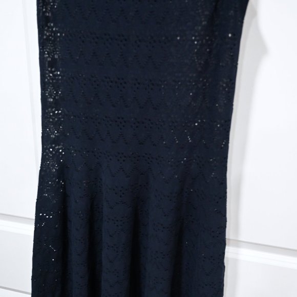 Andre Maurice Size Large Knit Fitted Dark Blue Dress | Size Large - Picture 14 of 14